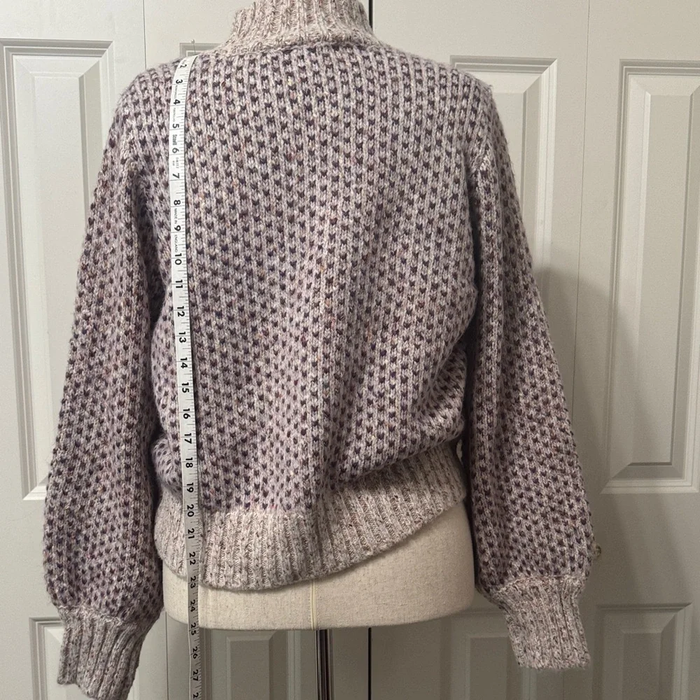 CeCe NWOT❤️ Women's Sweater Textured Cream and Purple - Picture 7 of 13